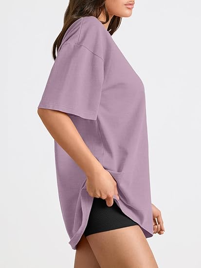 Trendy Queen Womens Oversized Summer T-Shirts Plus Size Short Sleeves Workout Tops