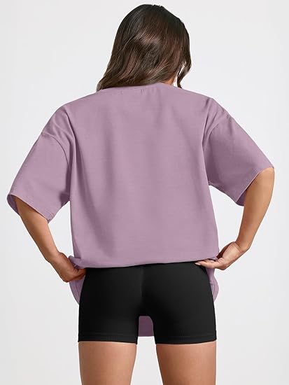 Trendy Queen Womens Oversized Summer T-Shirts Plus Size Short Sleeves Workout Tops